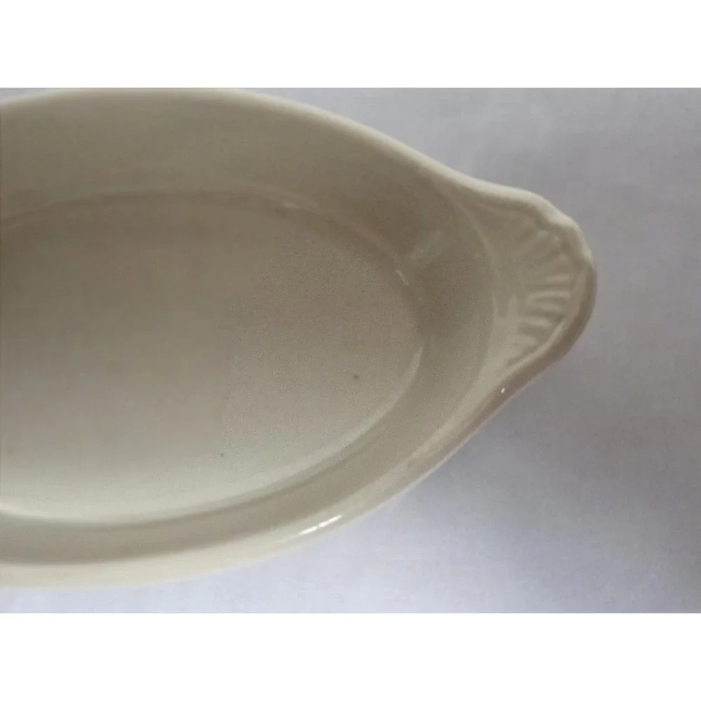 Vintage Hall 528 White Oval Handled Casserole Baking Dish Impressed Backstamp